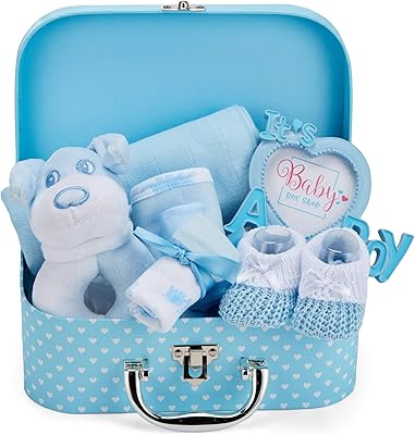 Ensemble panier cadeau rose et bleu pour enfants bleu s