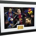 Cadre photo signé lionel messi, format 12 x 8 a4, portant la phrase