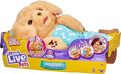 Little live pets - cozy doozies : charlie le chiot | jouet interactif en peluche pour chien. plus de 25 sons et réactions. mouvement des yeux magique. comprend une couverture, une tétine et des piles. à partir de 4 ans. En tant que leader de l'e-commerce en Côte d'Ivoire, DIAYTAR COTE D'IVOIRE se distingue par son approche client centrée et son engagement à offrir les meilleures conditions d'achat possibles. Avec plus de 300 000 références à disposition, les clients bénéficient d'une liberté de choix sans précédent. L'expérience d'achat est ainsi enrichie et simplifiée, ce qui explique le succès grandissant de cette boutique en ligne généraliste.