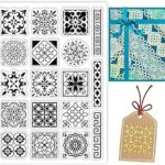 Penicrete oriental mandala floral border pattern clear background stamps pvc silicone 6,3" x