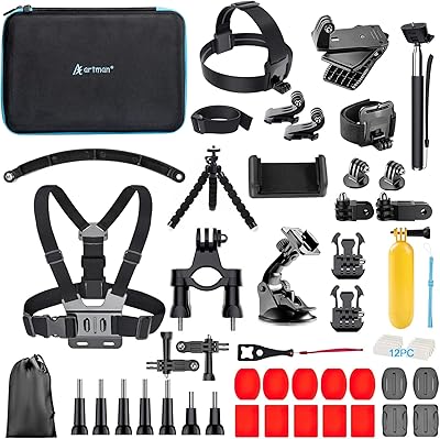 Kit d'accessoires pour caméra d'action artmann 58-en-1 pour gopro max gopro hero8 7