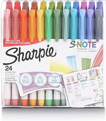 Marqueurs créatifs et stylos d'ombrage sharpie s-note couleurs assorties pointe biseautée