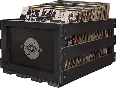 Boîte de rangement pour disques crosley noir