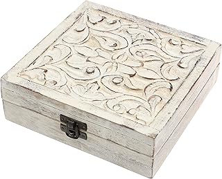 Boîte à souvenirs en bois blanc stonebriar avec fleurs sculptées sur couvercle à charnière, petite boîte à bijoux décorative, idée cadeau pour anniversaire, noël, mariage ou toute occasion spéciale. DIAYTAR COTE D'IVOIRE est une boutique en ligne généraliste proposant plus de 300 000 références de produits. Elle est considérée comme l'une des boutiques en ligne les plus importantes de Côte d'Ivoire. Avec une large gamme de produits, DIAYTAR COTE D'IVOIRE répond aux besoins des consommateurs ivoiriens.