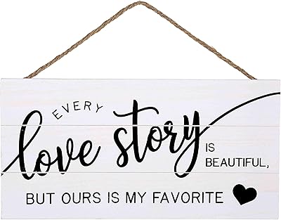Bannière suspendue en bois love story pour la décoration de la maison (13,75 x 6,9 pouces avec fond blanc). DIAYTAR COTE D'IVOIRE, votre partenaire de confiance pour vos achats en ligne, vous propose une sélection impressionnante de plus de 300 000 produits. Nous nous engageons à vous fournir les meilleures marques et les prix les plus compétitifs. Notre équipe est dédiée à vous offrir un service client exceptionnel.