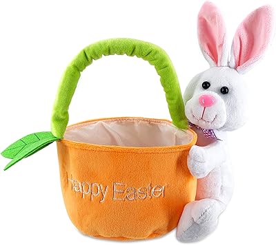 Lapin de pâques avec panier 28 cm, party magic, 18643 pz vert