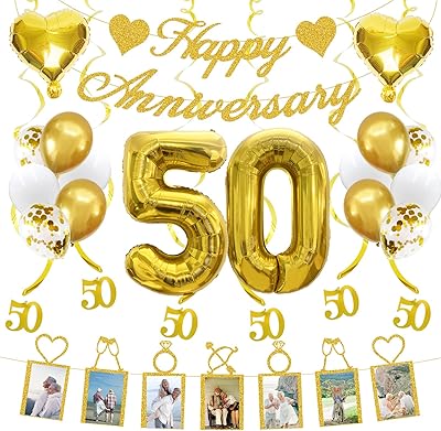 Ensemble de fournitures de fête du 50e anniversaire, bannière photo et ballons joyeux