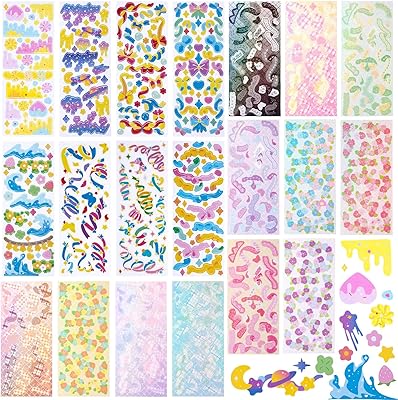 Henzik 20 feuilles d'autocollants décoratifs à paillettes, autocollants kpop coréens pour cartes photo, nœud coloré, lune, fraise, autocollants coréens autocollants décoratifs pour scrapbooking, planificateur, journal intime. DIAYTAR COTE D'IVOIRE est la boutique en ligne la plus populaire en Cote d'Ivoire, avec une large gamme de produits et des prix compétitifs. La boutique offre une expérience d'achat en ligne agréable et pratique.