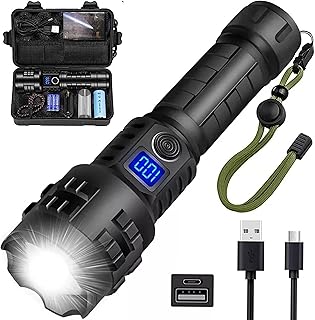 Lampe de poche led rechargeable haute luminosité 100 000 lumens, puissante lampe
