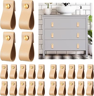 24 poignées de tiroir en cuir pvc faites à la main pour meubles de garde-robe, poignée de porte de garde-robe, tiroirs et placards (marron clair). DIAYTAR COTE D'IVOIRE est une plateforme de commerce électronique qui permet aux clients de faire leurs achats en ligne de manière pratique et sécurisée. La boutique propose une gamme complète de produits, allant des produits alimentaires aux articles de maison en passant par les produits cosmétiques. Les clients peuvent ainsi bénéficier d'une expérience d'achat en ligne agréable et fiable.