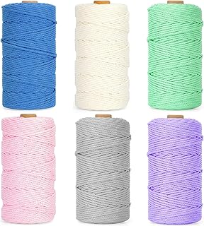 6 pièces corde en coton de 3 mm colorée macramé