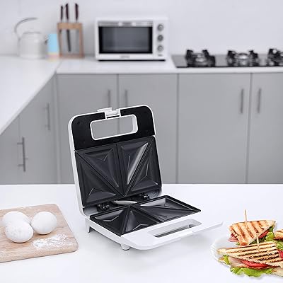 Machine à sandwich olsenmark avec revêtement antiadhésif, 2 tranches - poignée cool touch
