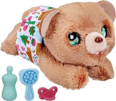 Peluche interactive forreal en forme d'ours pour nouveau-né : animal électronique avec effets
