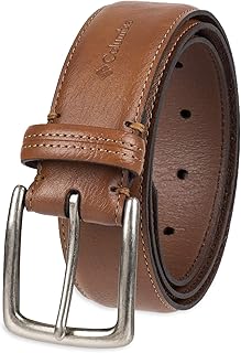 Ceinture en cuir décontractée columbia pour hommes, ceinture en cuir à boucle argentée