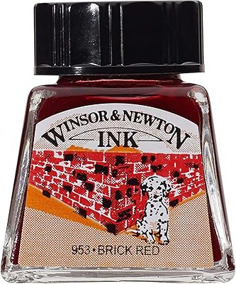Bouteille d'encre à dessin winser & newton, 14 ml, rouge brique