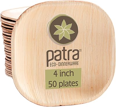 50pcs patra classic 4 pouces carrés mini-bols profonds en feuille de palmier |
