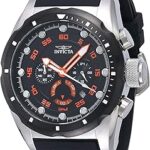Montre à quartz invicta pour homme, affichage chronographe et bracelet en silicone