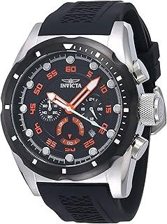 Montre à quartz invicta pour homme, affichage chronographe et bracelet en silicone
