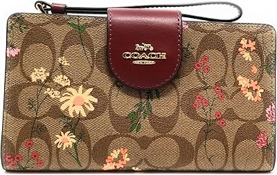Porte-monnaie tek pour femme en tissu spécial, imprimé fleurs sauvages - kaki multicolore