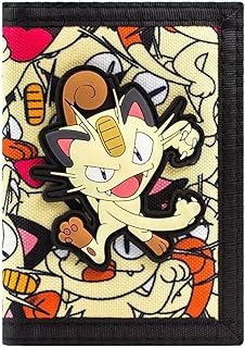 Meowth 52 scratching team rocket portefeuille multicolore, multicolore, einheitsgröße, tri-fold