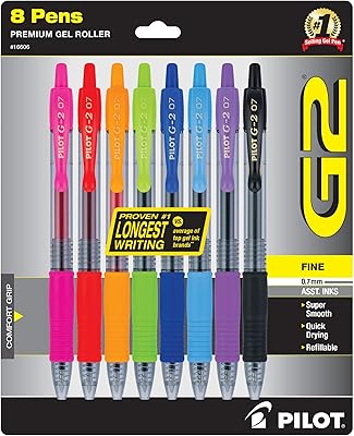Pilot, stylos à encre gel g2 premium, pointe fine 0,7 mm, couleurs assorties