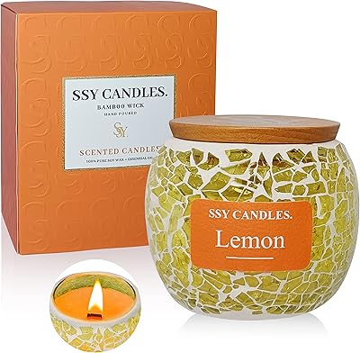 Bougies parfumées au citron - bougies à mèche boisée en cire de soja