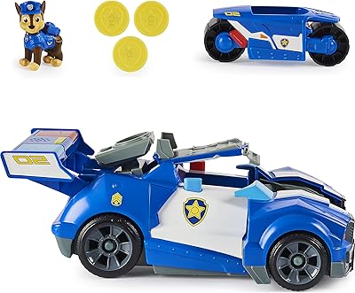 Paw patrol, jouet de voiture city cruiser transformable 2 en 1 de chase