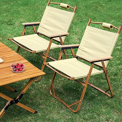 Chaise de camping pliante voocatin, chaise ultra légère avec poignée en bois