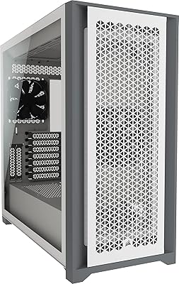 Boîtier d'ordinateur corsair mid tower atx 5000d en verre trempé, blanc