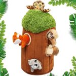 Ensemble d'animaux en peluche grinçants 6 pièces, trou d'arbre, paresseux, hibou, renard, raton