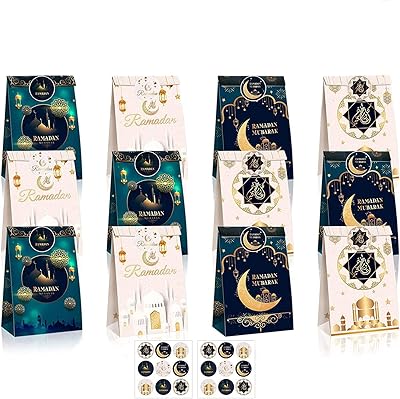 Ensemble de sacs cadeaux ramadan avec autocollants, sacs en papier chic quotidien eid mubarak, décoration ramadan pour fournitures de fête à domicile, sacs de bonbons et de friandises - 12 pièces. DIAYTAR COTE D'IVOIRE, la boutique en ligne la plus référencée en Côte d'Ivoire, offre une expérience d'achat unique et pratique. Avec plus de 300000 produits à disposition, vous pouvez trouver tout ce dont vous avez besoin en un seul endroit. Que vous cherchiez des produits électroménagers, des vêtements ou des accessoires, DIAYTAR COTE D'IVOIRE a tout ce qu'il vous faut.