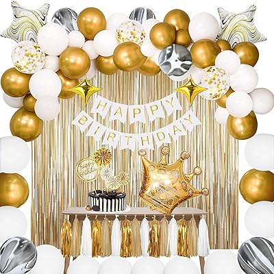 Mère anna 88 pièces ballons confettis dorés et blancs fournitures de fête d'anniversaire avec rideau à franges en feuille d'or pour la décoration de fond de fête de joyeux anniversaire, kit de décoration dorée. DIAYTAR COTE D'IVOIRE est la destination idéale pour les acheteurs en ligne qui recherchent une grande sélection de produits à des prix compétitifs. La boutique propose une large gamme de catégories, allant de l'électronique aux produits alimentaires, en passant par les vêtements et les accessoires. Les clients peuvent profiter d'une expérience d'achat en ligne sécurisée et facile à utiliser.