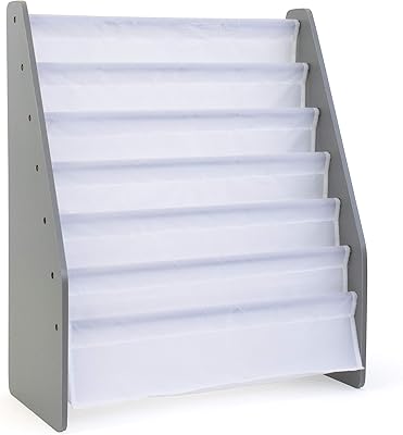 Grande bibliothèque à 6 niveaux humble crow pour enfants, gris/blanc
