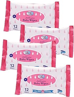 Lingettes humides cool & cool pour bébé 12 pièces - paquet de 4