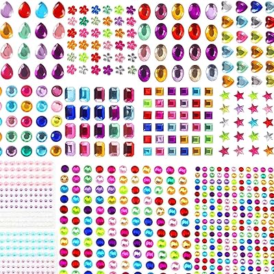 Autocollants strass pour l'artisanat, 1200 pièces, 8 tailles auto-adhésifs en cristal acrylique, maquillage