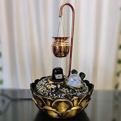 Fontaine d'eau d'intérieur alila pour salle pooja, culte (laiton, taille : 18 pouces)
