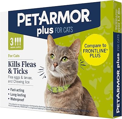 Pet armor plus prévention des puces et des tiques pour chats avec fipronil