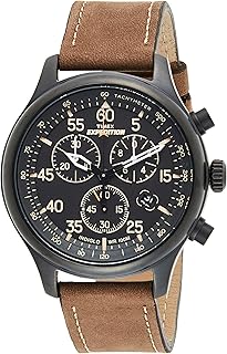 Montre à quartz pour homme avec affichage chronographe et bracelet en cuir