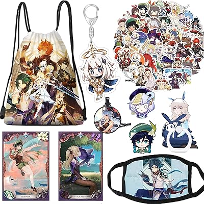 Coffret cadeau genshin lmac, sac à dos, autocollants, porte-clés, support de téléphone, épingles
