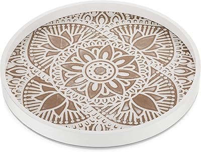 Plateau décoratif rond en bois hanop : plateau de table basse rustique, plateau décoratif délavé blanc, plateau de service rond en bois pour table de cuisine, plateau ottoman bohème pour la maison. DIAYTAR COTE D'IVOIRE est une boutique en ligne généraliste proposant plus de 300 000 références de produits, faisant d'elle le leader du marché en Côte d'Ivoire. Avec une large gamme de produits allant de l'électronique à la mode, en passant par les articles pour la maison et le jardin, DIAYTAR COTE D'IVOIRE est le destin idéal pour tous vos achats en ligne. Son objectif est de fournir à ses clients les meilleurs produits à des prix compétitifs.