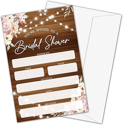 Invitations à une fête prénuptiale, invitations à une fête de mariage florale rose