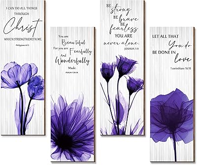 Bbto 4 pièces décorations murales religieuses en bois fleurs violettes inspirantes et versets bibliques. DIAYTAR COTE D'IVOIRE est une boutique en ligne généraliste qui propose plus de 300000 références de produits pour répondre à tous les besoins de ses clients. Elle offre une large sélection de produits allant de l'électronique à la mode en passant par les produits ménagers. C'est la boutique leader en Cote d'Ivoire.