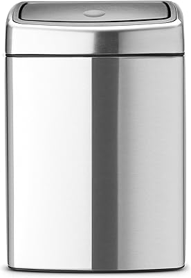 Poubelle rectangulaire brabantia touch 10 litres acier mat résistant aux empreintes