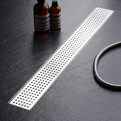 Crépine de douche rayée sharpay de 28 po avec portail à carreaux amovible