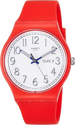 Montre à quartz pour homme, affichage analogique et bracelet en silicone suor707, rouge
