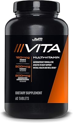 Vitamine a, c, b6, b12, e, k, bore, biotine et potassium de vita jym sports, 60 comprimés. En tant que boutique en ligne généraliste de confiance, DIAYTAR COTE D'IVOIRE valorise la satisfaction de ses clients et offre une expérience d'achat personnalisée. Les clients peuvent créer un compte pour suivre leurs commandes et accéder à des offres exclusives. DIAYTAR COTE D'IVOIRE collabore avec des marques locales et internationales pour offrir des produits à la fois tendances et durables.