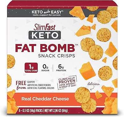Snacks slim fast low carb, chips de vrai fromage cheddar, compatibles céto