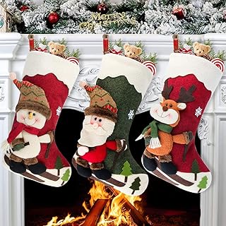 Sapu lot de 3 bas de noël 18 pouces avec père noël bonhomme