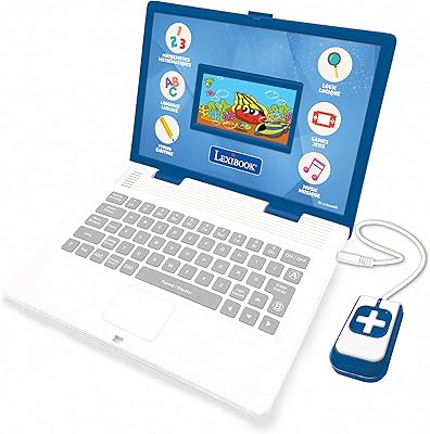 Lexibook jc798i1 ordinateur portable éducatif bilingue français-anglais avec écran couleur 130 activités