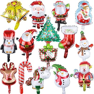 15 ballons de noël en aluminium pour décorations de fête - père noël